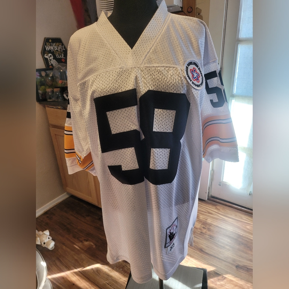Mitchell & Ness White Black Steelers #58 Mesh Jersey